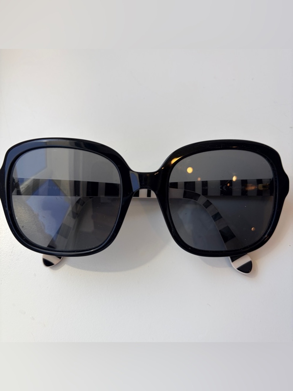 Kate Spade Babbette Black Square Sunglasses Striped Arms Frames Only